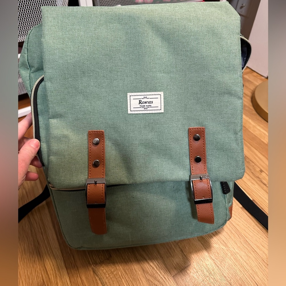 Green Canvas Backpack for Men